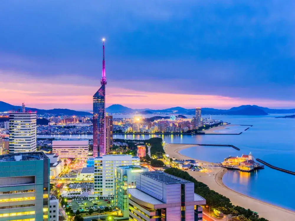 Fukuoka skyline at night, one of the best places to visit in Japan