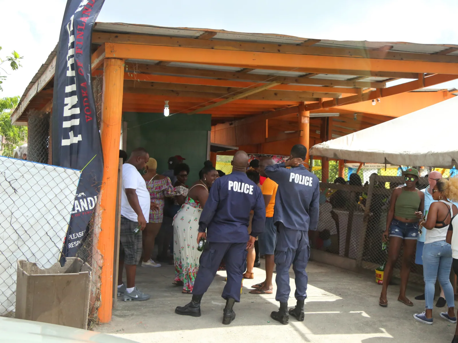 Police outside of a port to help answer Is Antigua Safe