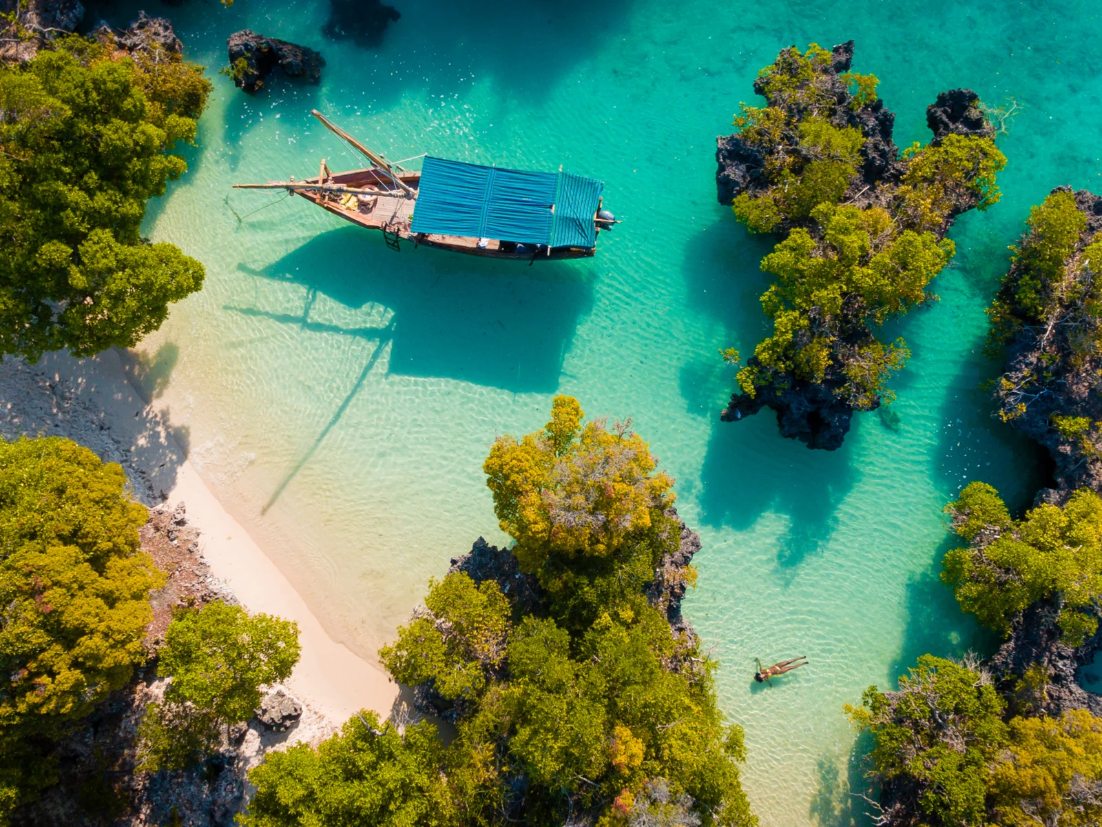 Aerial view of Pamunda Island for a piece titled is tanzania safe