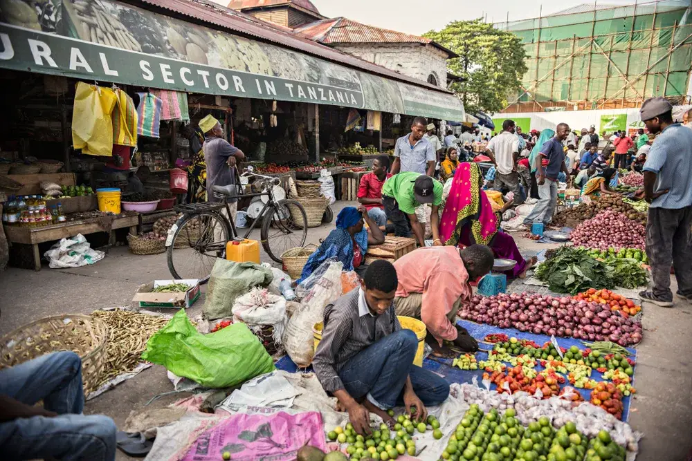 Crowded market pictured during the worst time to visit Tanzania, when there are many tourists and activities are hard to book