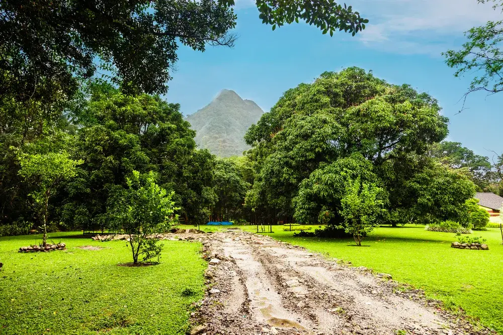 Image of El Vale de Anton in Panama as seen from the dirt path leading to the mountain during the cheapest time to visit Panama