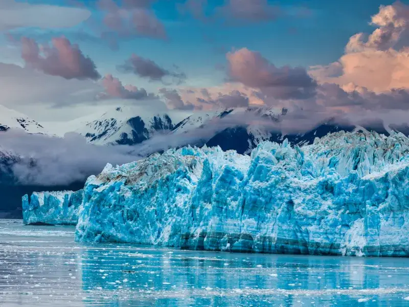 A view of a glacier in January, one of the worst times to visit Alaska due to the bitter cold