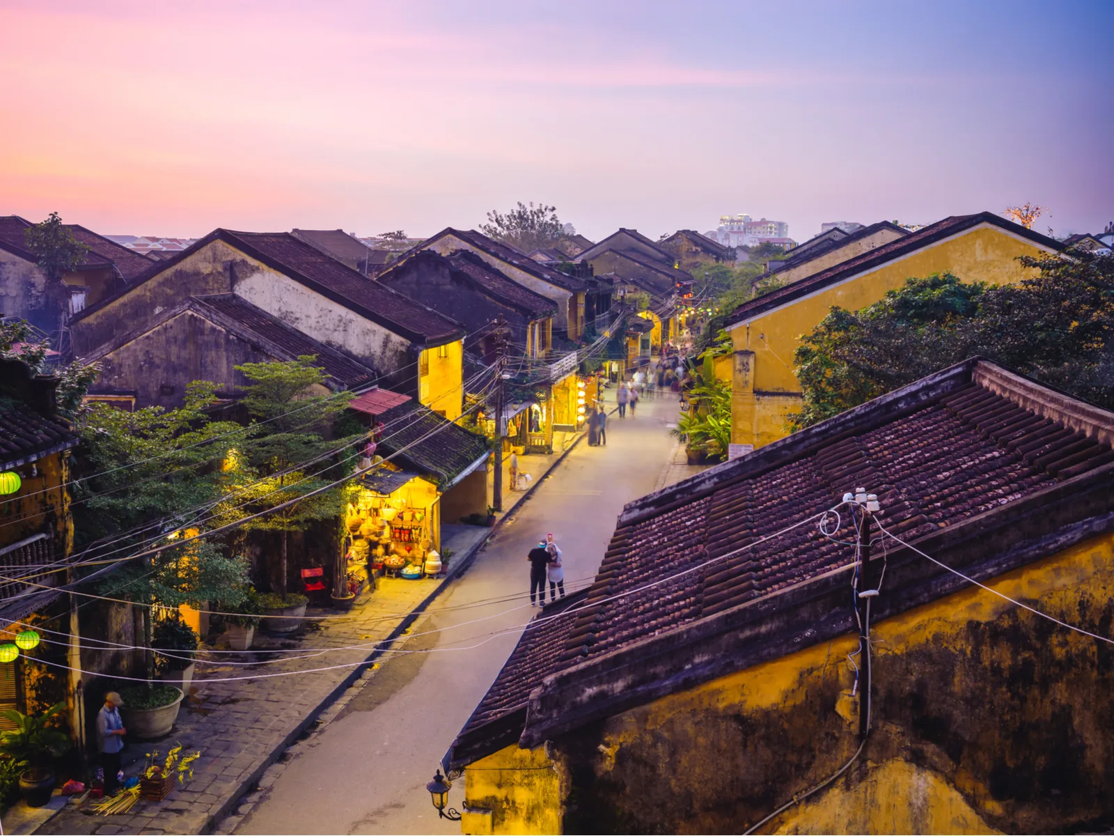 Aerial view over Hoi, an ancient town, as pictured during the least busy time to visit Vietnam