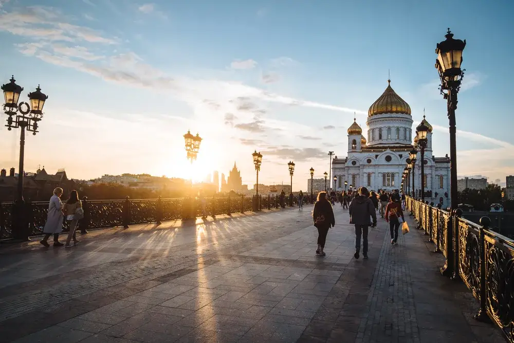 The Christ the Savior cathedral pictured during the best time to visit Russia, September