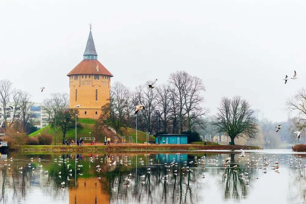 Peaceful view of lake in the middle of Malmo during the worst time to visit Sweden