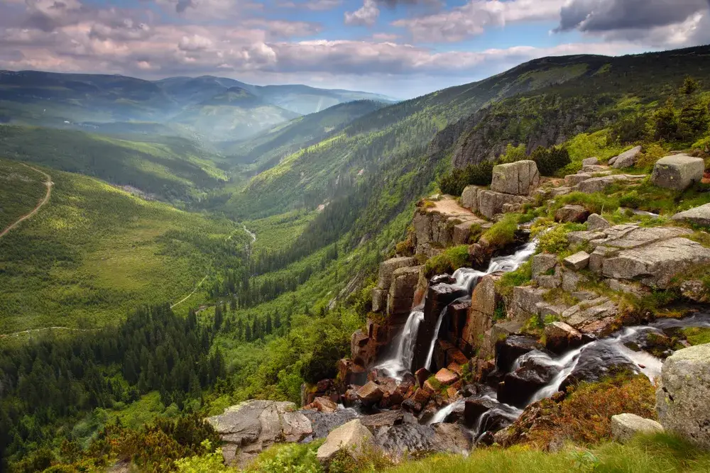 The amazing Pancavsky waterfall on the mountain of Krkonose pictured during the best time to visit Greenland