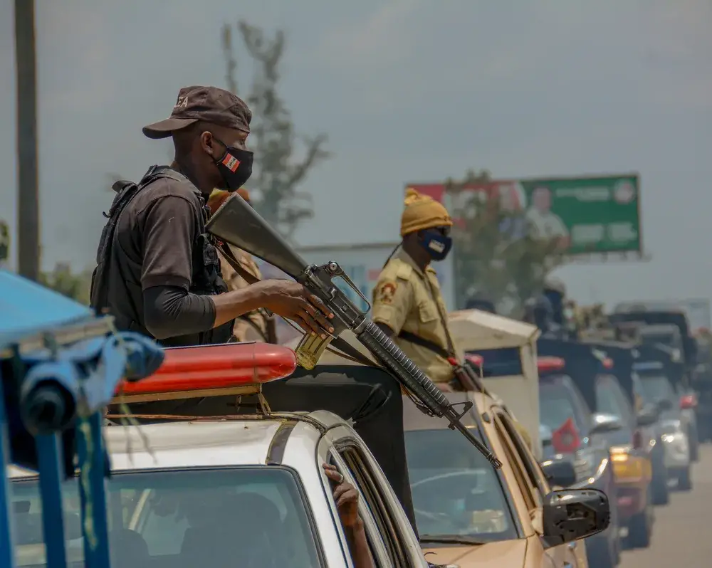 Nigerian military operatives patrolling with guns before an election shows one of the most dangerous African countries 