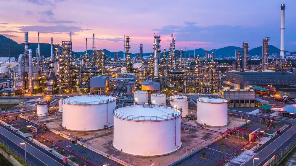 For a piece titled Is Qatar Safe to Visit, an oil refinery is pictured from above