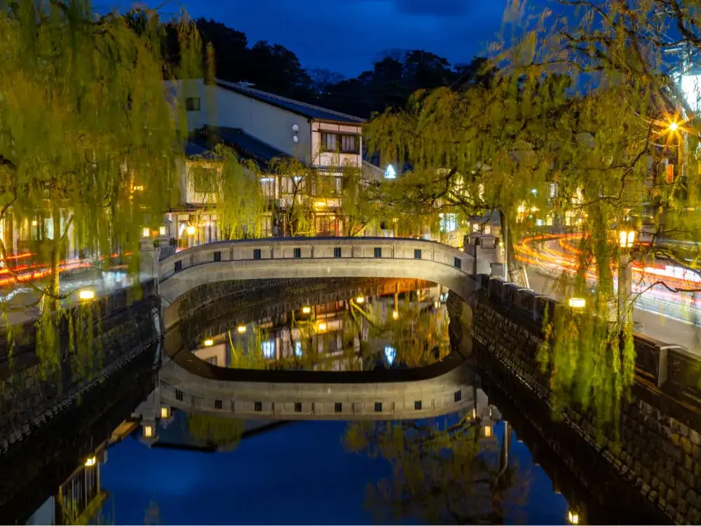 Night cityscape on Main Street in Kinosaki Onsen, one of the best places to visit in Japan