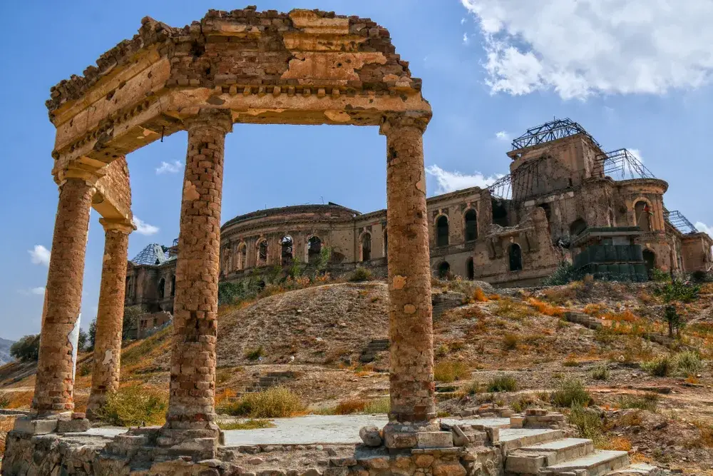 Bombed-out ruins of the Dar-ul-Aman castle in Kabul