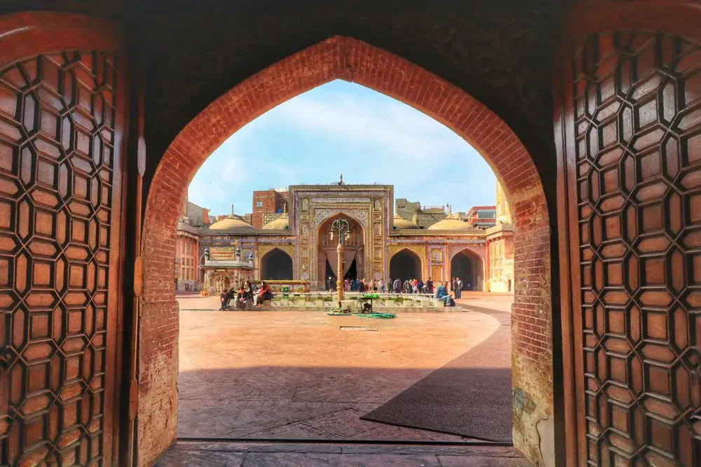 Lahore Punjab Pakistan pictured from the entrance to the Wazir Kahn Mosque