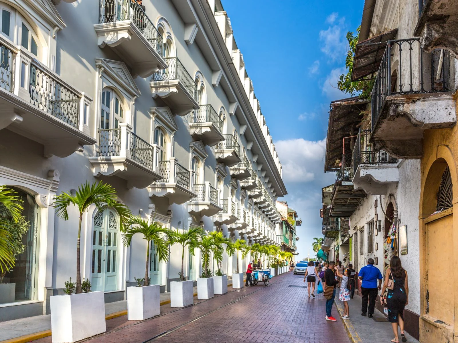 Tourists in the old town of Panama City pictured for a piece titled Is Panama Safe