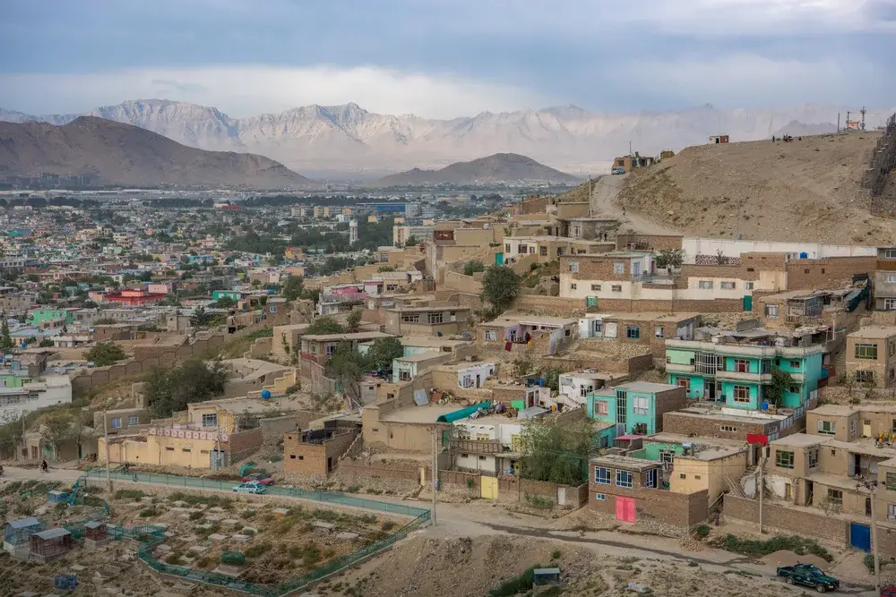 Slum in Kabul pictured from the top of a hill to illustrate that the city is definitely not safe to visit