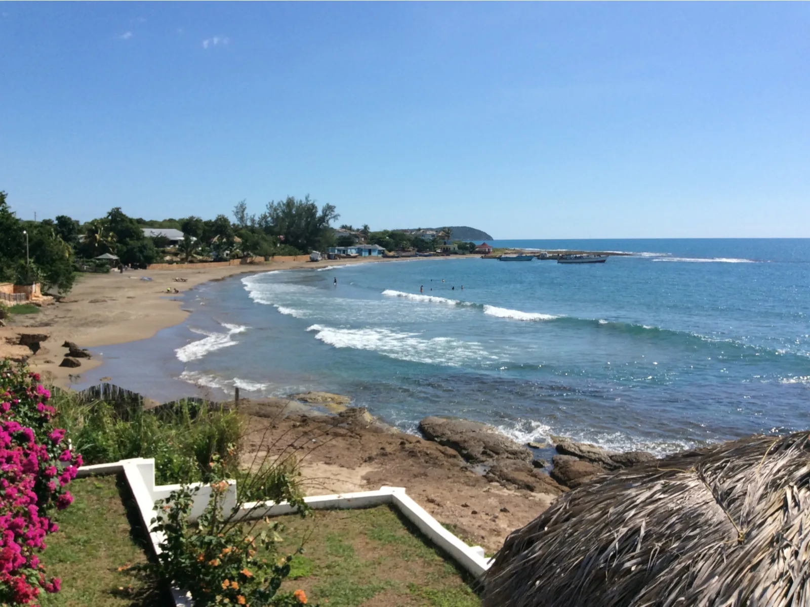 Gorgeous view from the top of a roof looking at Treasure Beach, one of Jamaica's best beaches