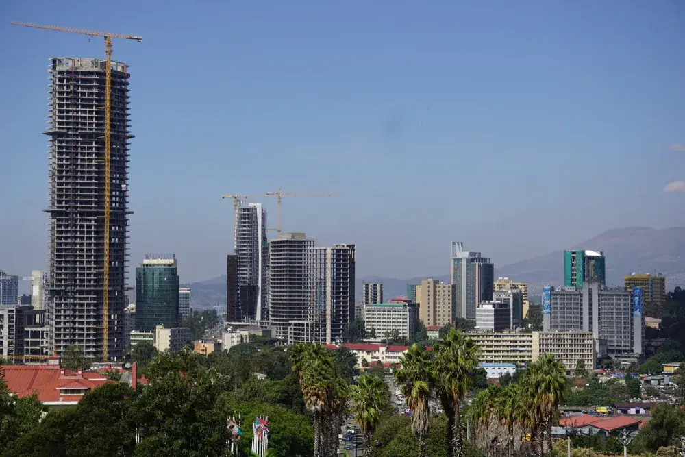 Addis Ababa skyline showing the capital city of Ethiopia at dusk, one of the most dangerous African countries currently