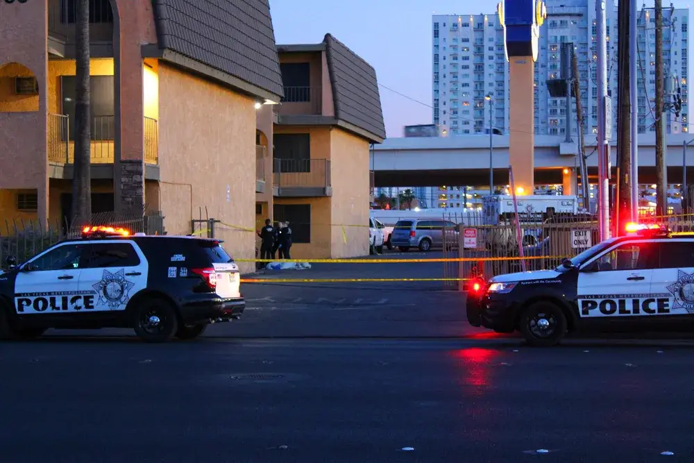 Police responding to a crime at a hotel in Vegas