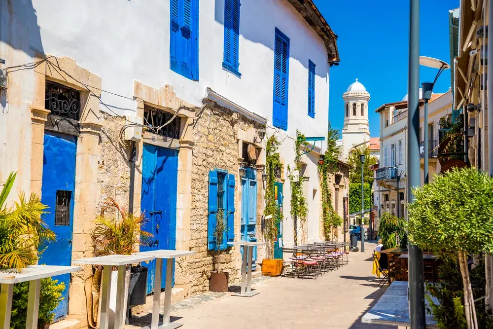 Neat street in Genethlou Mitellla, a goregous small town pictured during the least busy time to visit Cyprus, when there are no tourists in the street