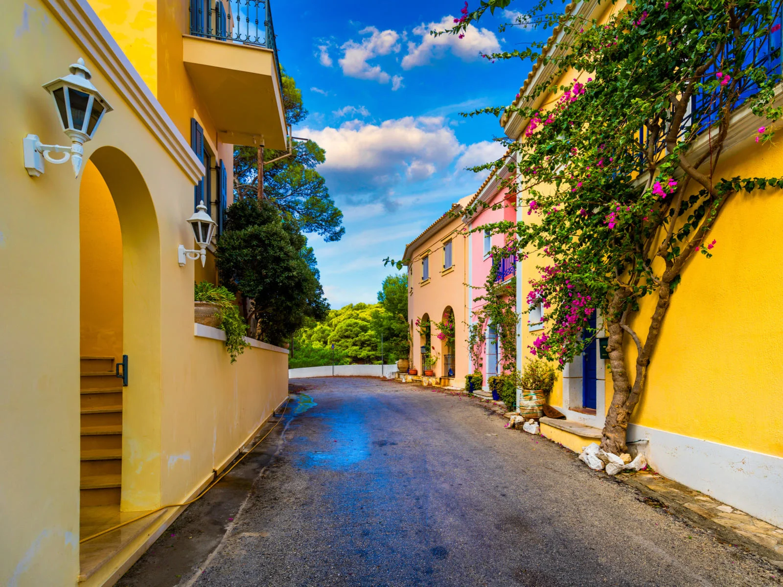 Assos, Kefalonia island, one of the best islands in Greece, pictured from the street