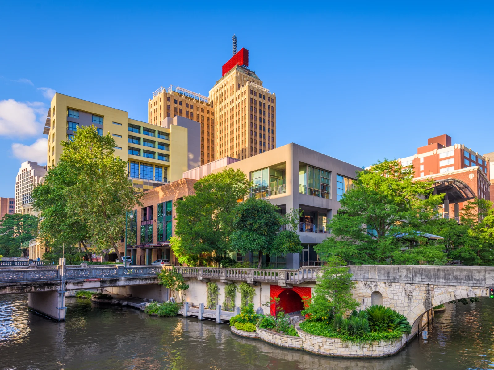 Downtown area in front of the river for a piece titled Is San Antonio Safe to visit